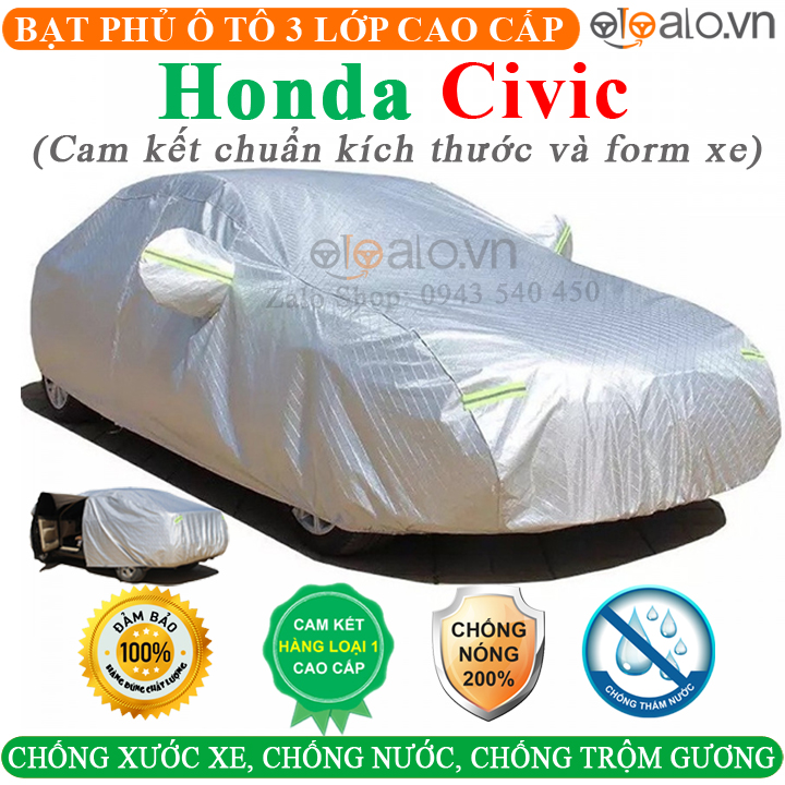 Bạt che phủ xe honda civic cao cấp cách nhiệt bạt phủ xe ô tô honda civic bạt che ô tô honda civic bạt trùm xe ô tô honda civic