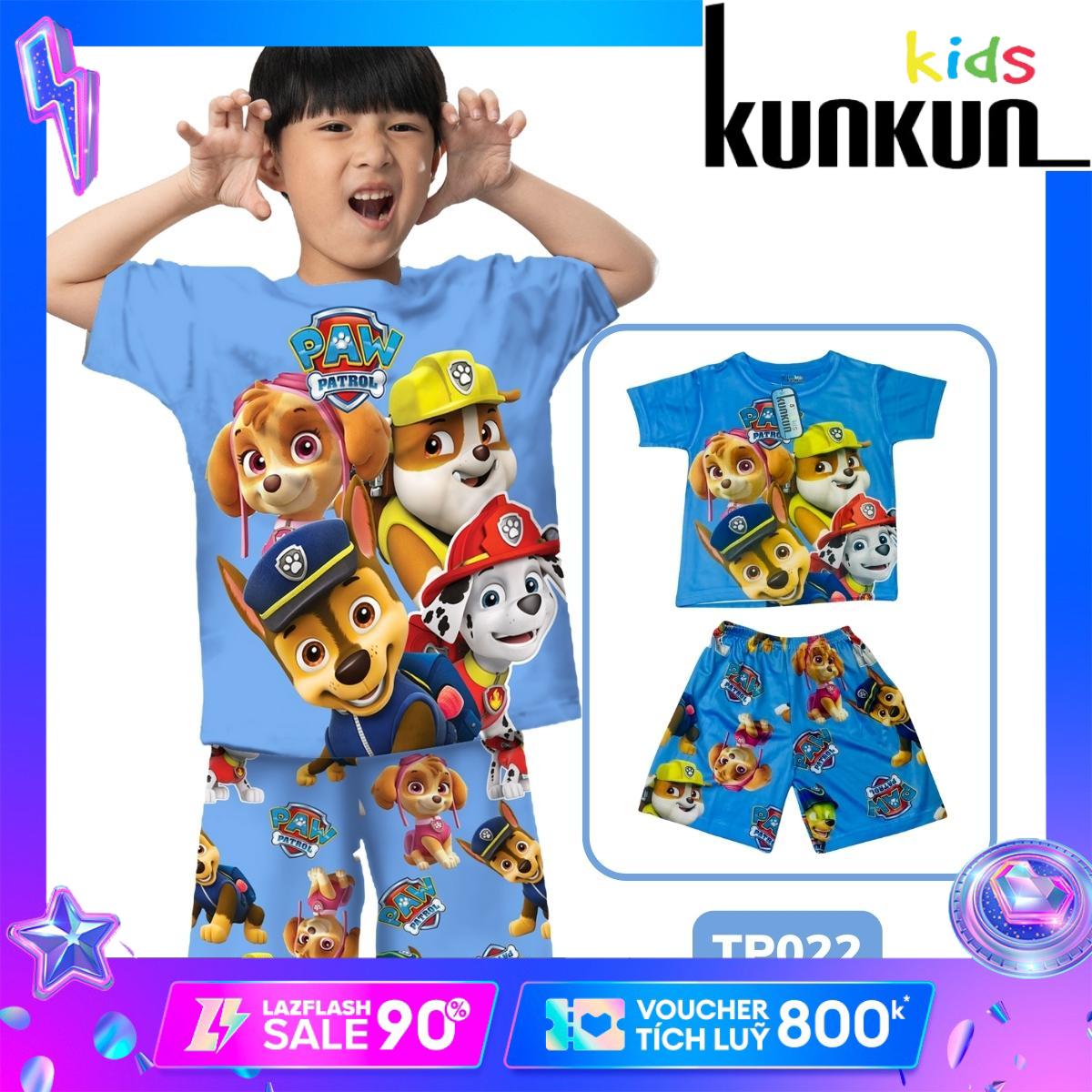 Set quần áo bé trai thun lạnh in 3d hình paw xanh kunkun tp022 - đồ bộ bé trai size đại cho bé từ 10kg - 60kg