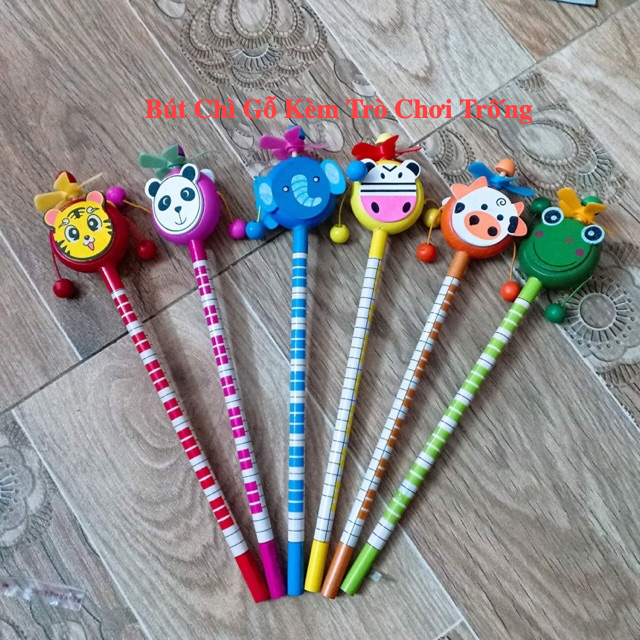 Bút chì gỗ kèm trống lắc