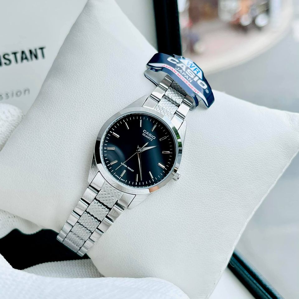 ĐỒNG HỒ NỮ CASIO LTP-1274D-1A MẶT ĐEN KIM LOẠI
