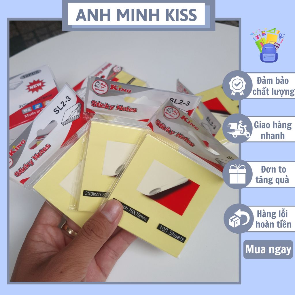 Giấy notes vàng hình vuông (76x76mm) xấp gồm 100 tờ