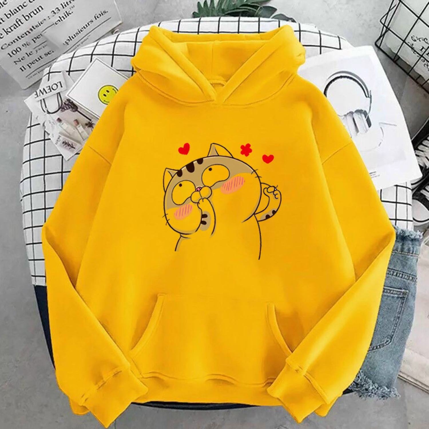Áo hoodie mèo Ame trái tim