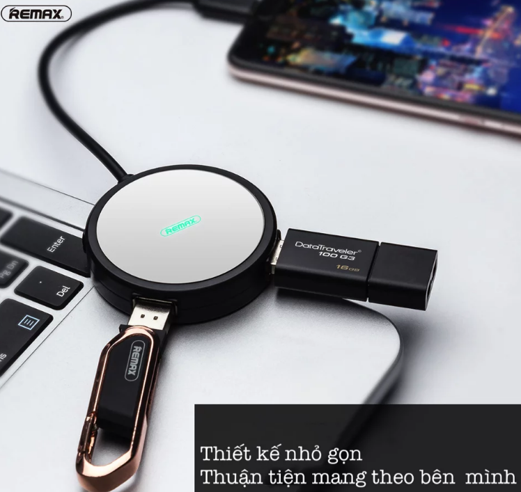 [HCM]Hub chuyển đổi USB Type C ra 4 cổng USB tốc độ cao Remax RU-U20