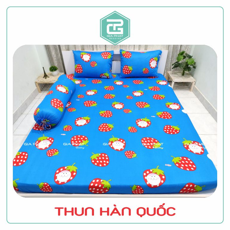 Bộ ga gối Thun Lạnh Hàn Quốc { 4 món : 1 ga bọc + 2 vỏ gối nằm + 1 vỏ gối ôm }