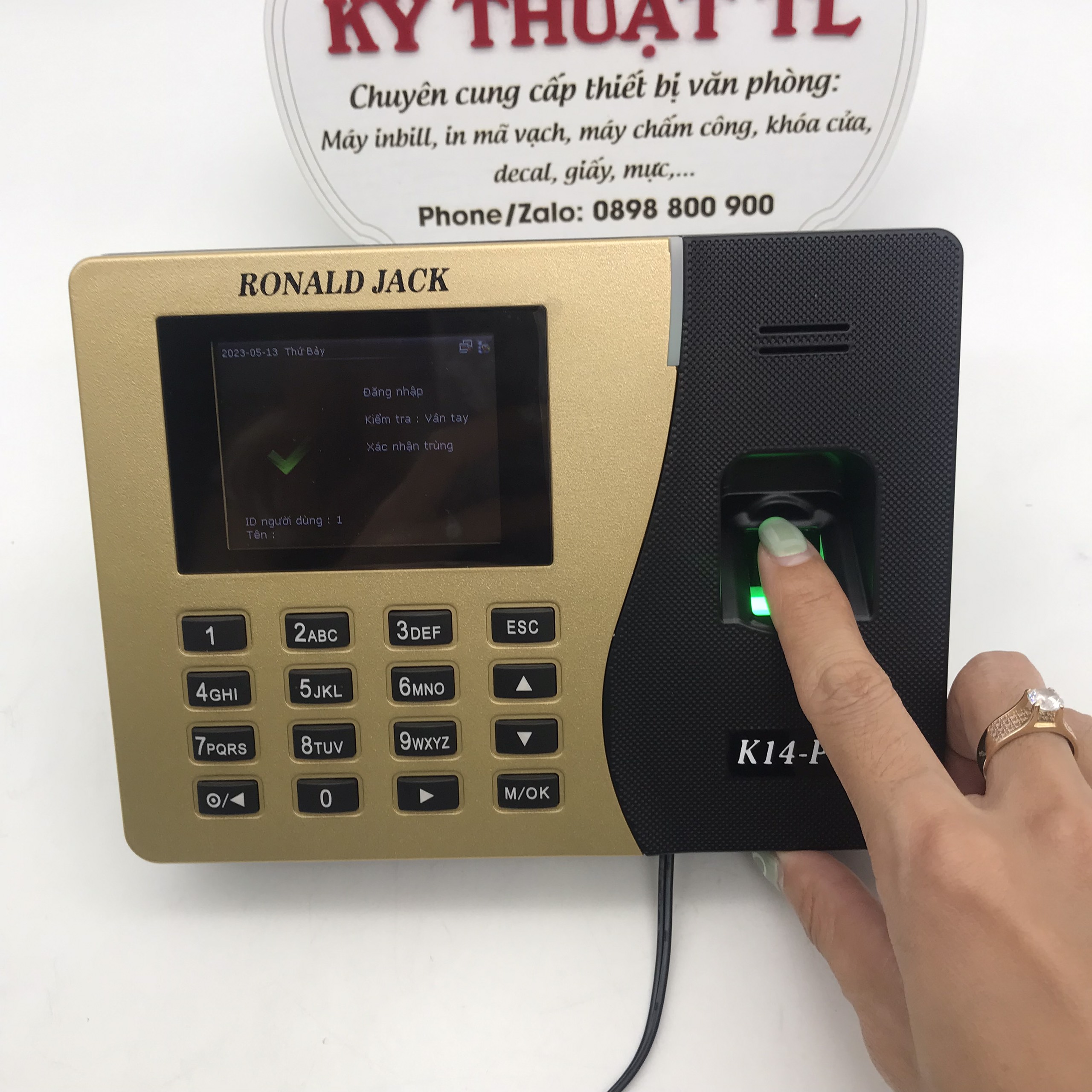 Máy chấm công vân tay & thẻ từ Ronald Jack K14-Pro