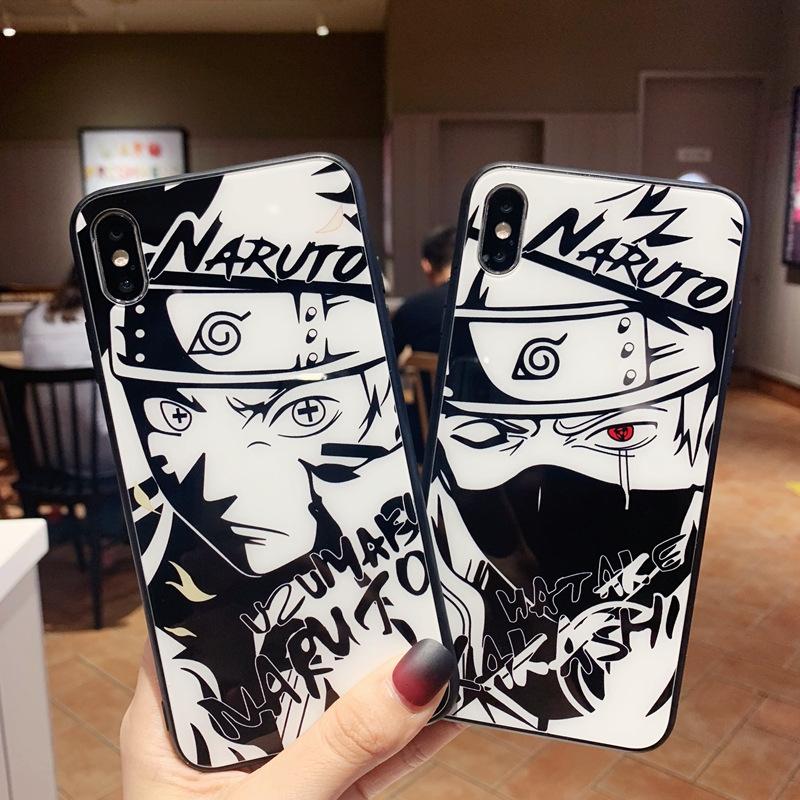 Ốp lưng cho iphone 8 Plus / 7 Plus mặt kính sau Naruto / One Piece
