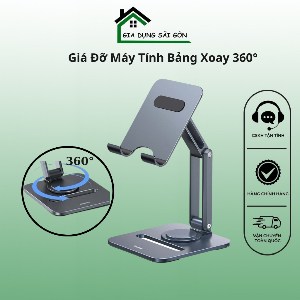 Giá đỡ máy tính bảng baseus desktop biaxial foldable metal stand cho ipad stable xoay 360° bằng kim loại có thể gập lại