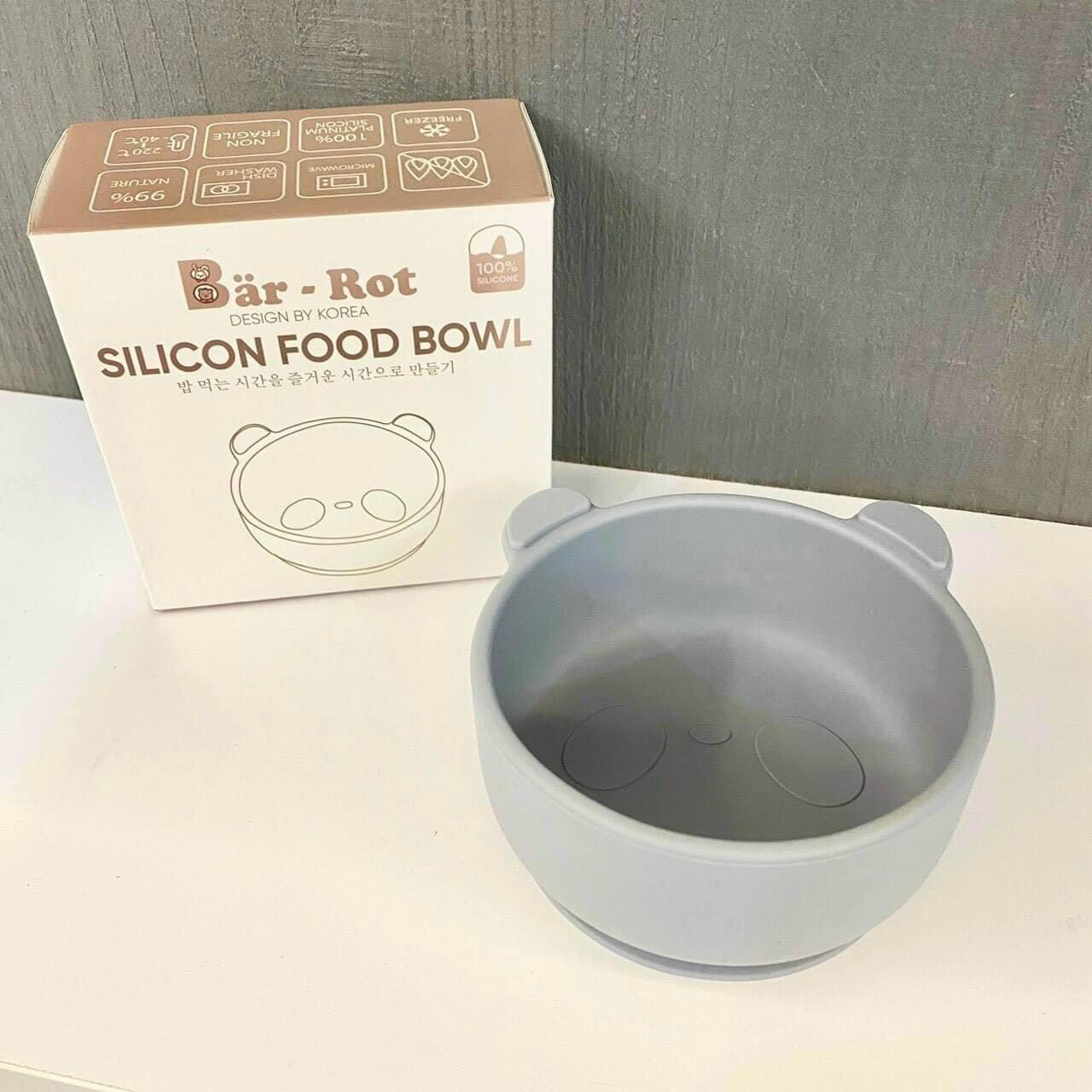 Bát ăn dặm silicon cho bé hình Gấu có đế hít chống đổ Bar-Rot - Hàng chính hãng