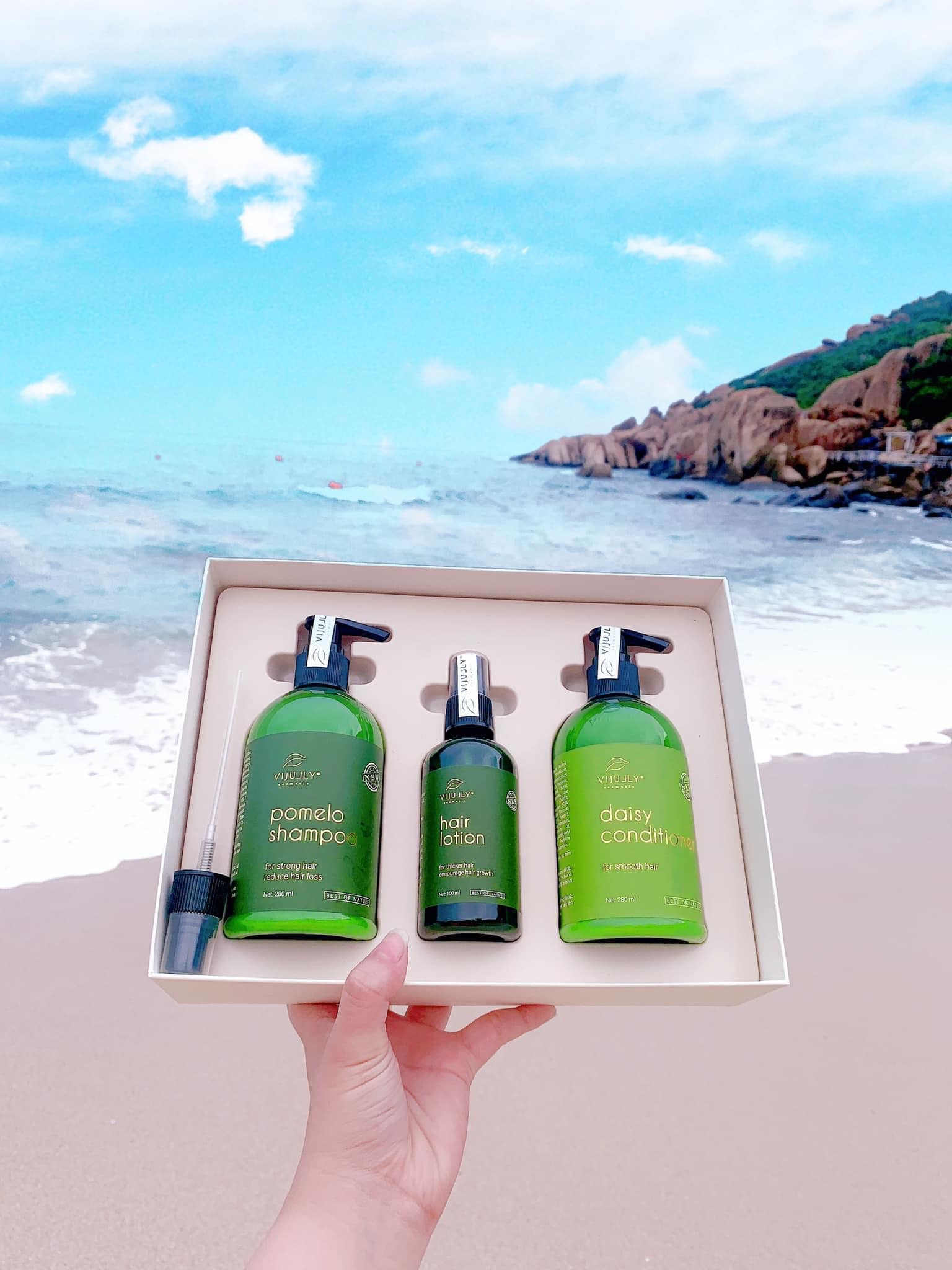 Combo Vijully 3 chai xịt gội xả giảm rụng tóc kích mọc tóc