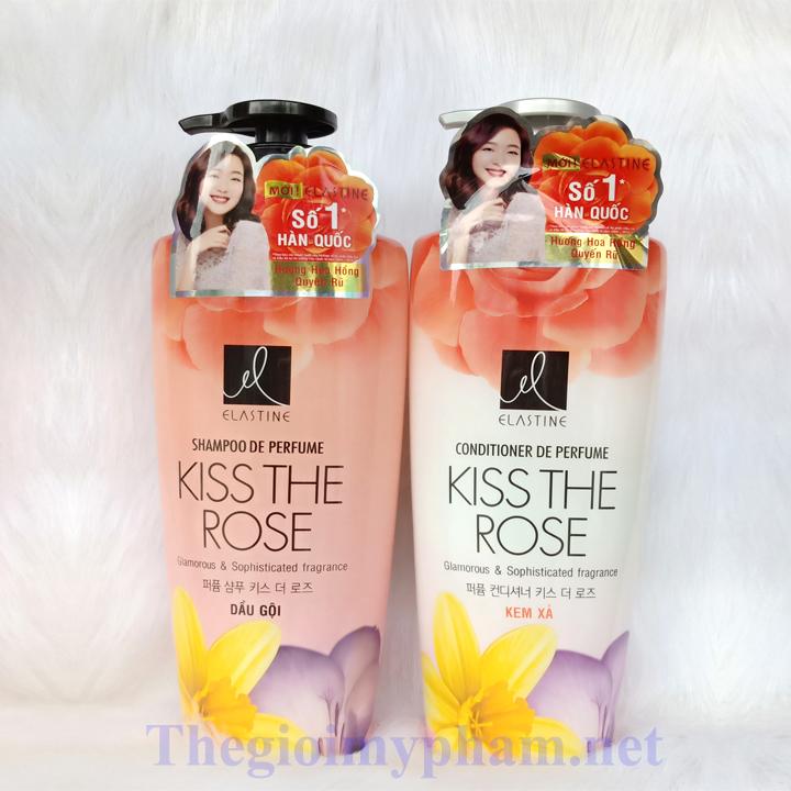 Combo Dầu Gội + Dầu Xả Elastine Kiss The Rose 600g