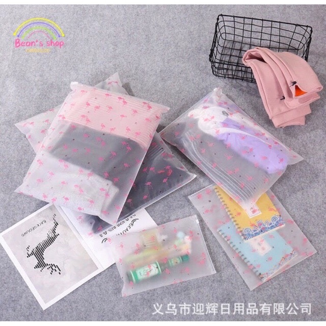[HCM]Túi zip lụa có khoá kéo hình hồng hạc