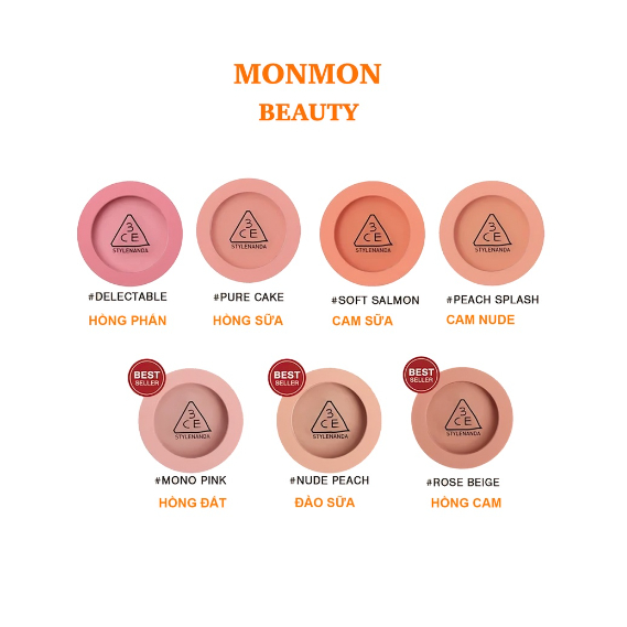 Phấn Má Hồng 3CE Face Blush, Phấn Mềm Mịn Siêu Lì (5.5gr)