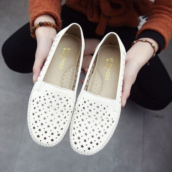 Giày lười nữ, Giày mọi nữ, giày búp bê nữ thoáng khí êm chân họa tiết ngôi sao siêu xinh