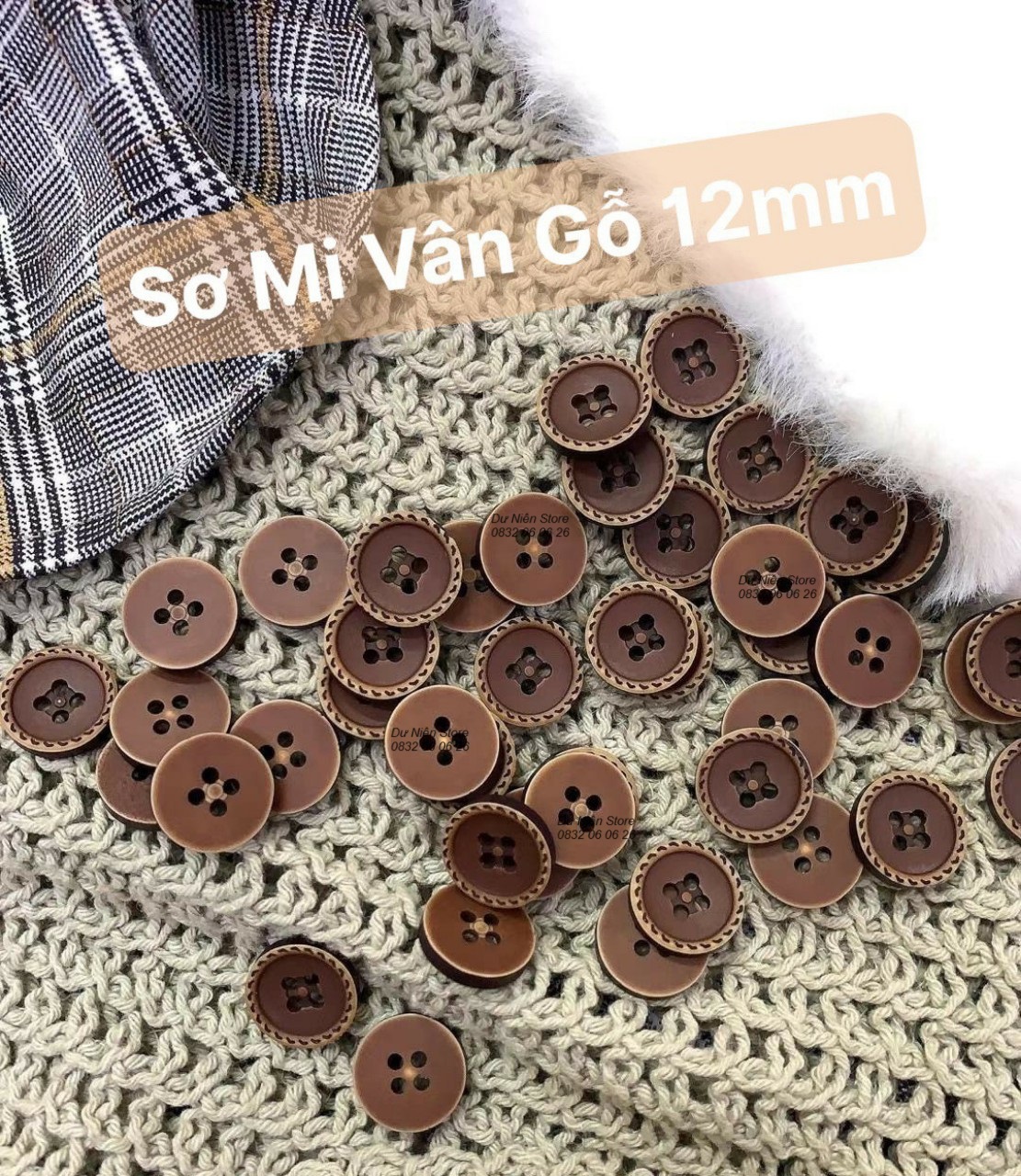 Nút Gỗ 12mm Phong Cách Vintage Gói 50 Nút