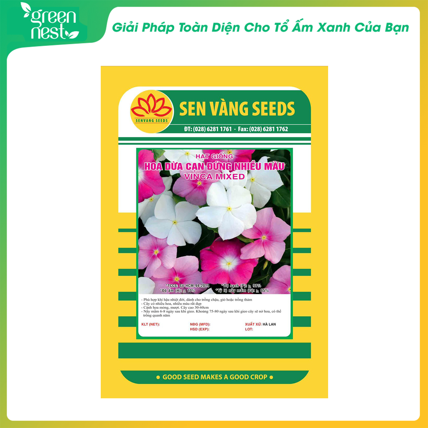 Hạt giống hoa dừa cạn đứng nhiều màu sen vàng - dễ trồng, tỉ lệ nẩy mầm cao, chịu nắng mưa