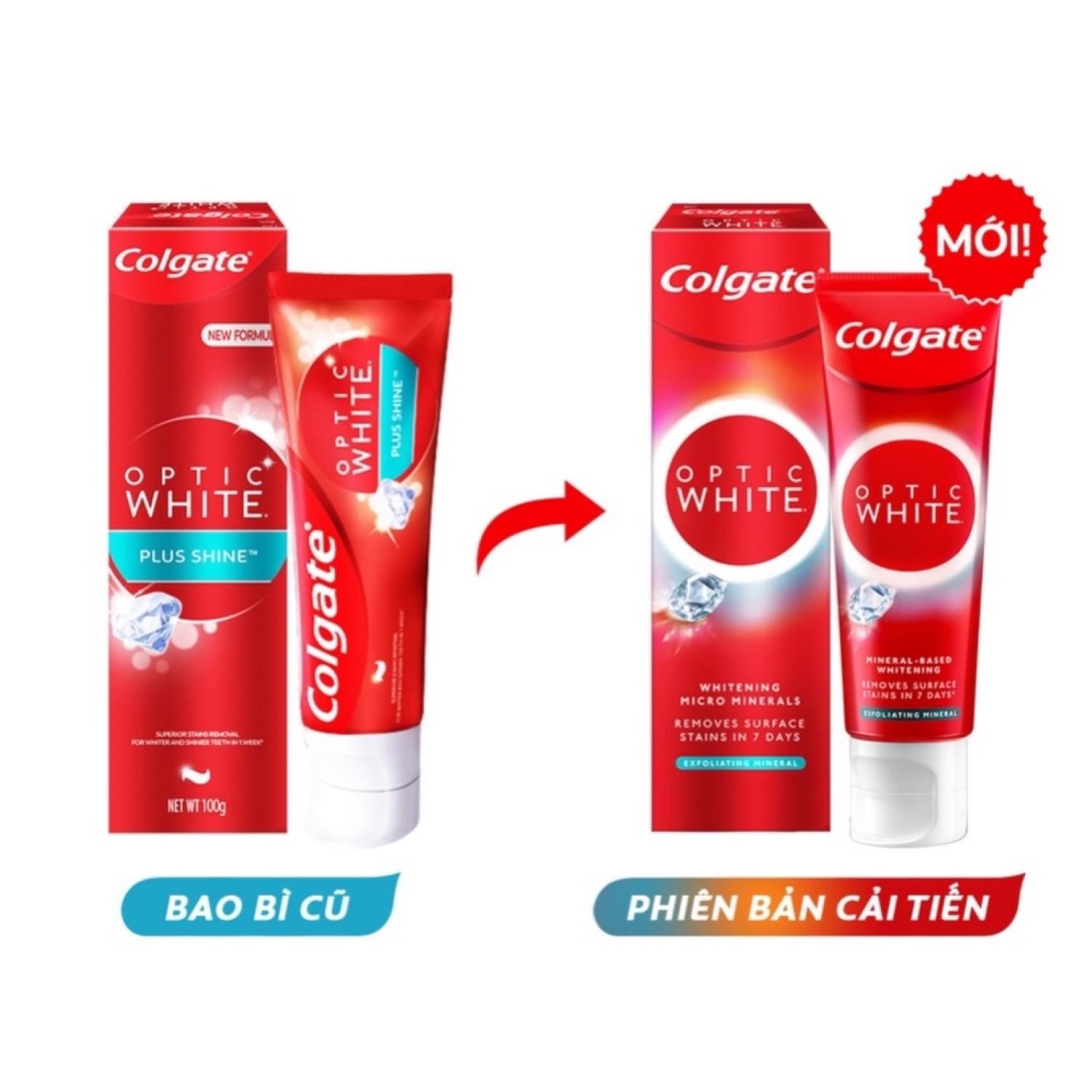 Kem đánh răng Colgate Optic White Plus Shine làm trắng sáng răng 100g