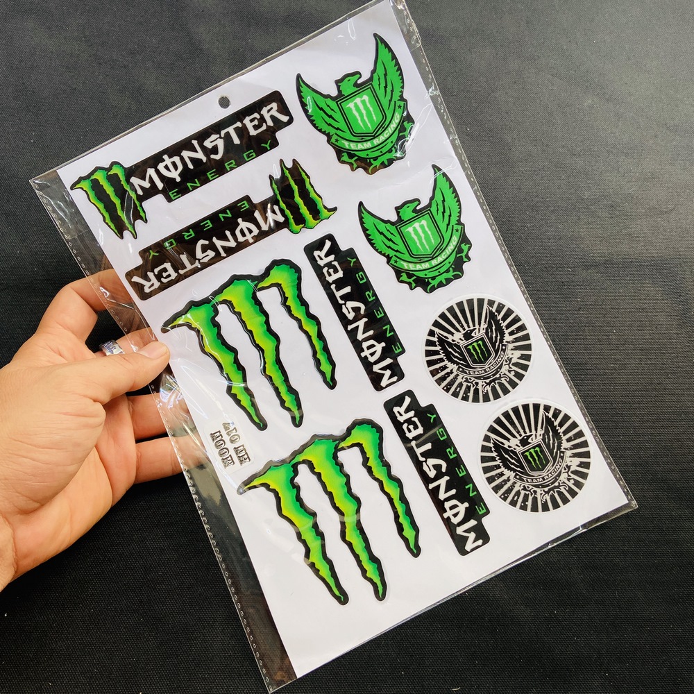 [HCM]TẤM TEM DẬP NỔI NHIỀU LOGO MẪU LOGO MONSTER ENERGY TRANG TRÍ XE SIÊU CHẤT