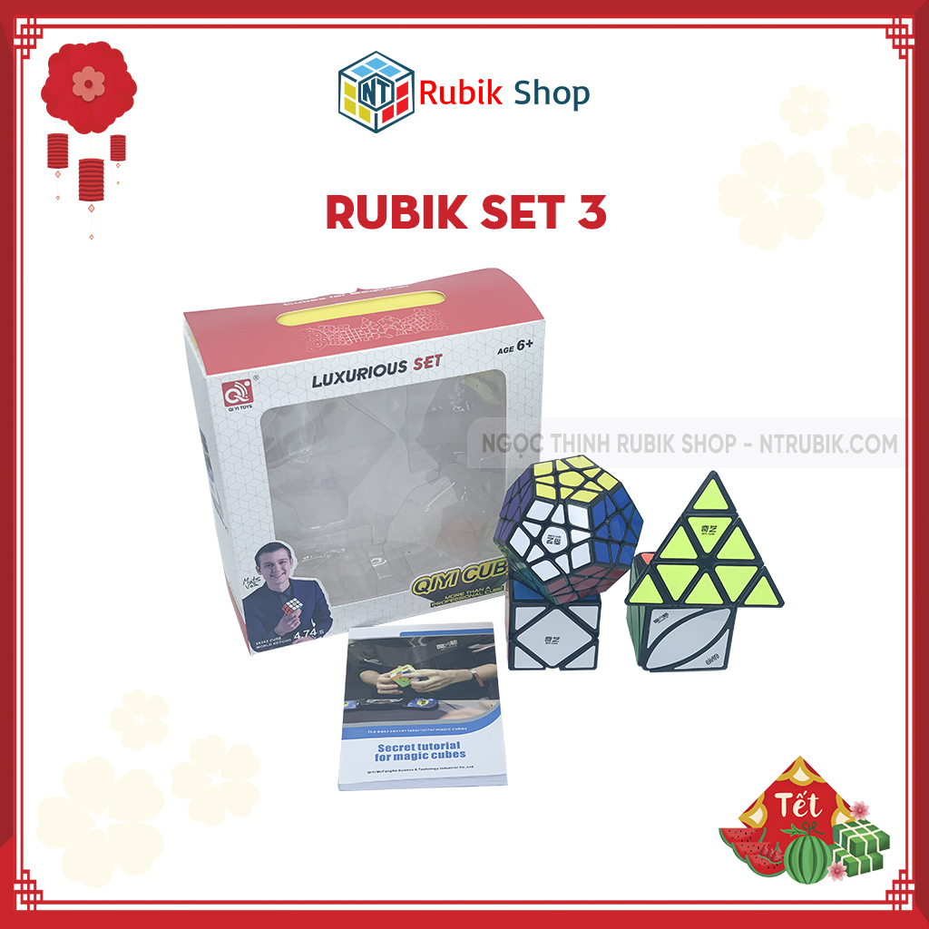 Set 3 /Combo 4 Rubik (Qiming A-Pyraminx,Qicheng A-Skewb,Qiheng-Megaminx,Ivy cube) - QiYi Gift Box