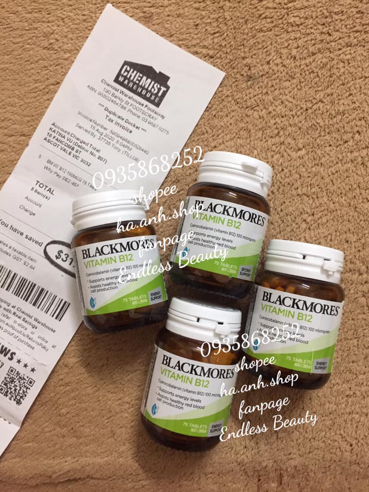 Vitamin B12 Blackmores 75 viên mẫu mới