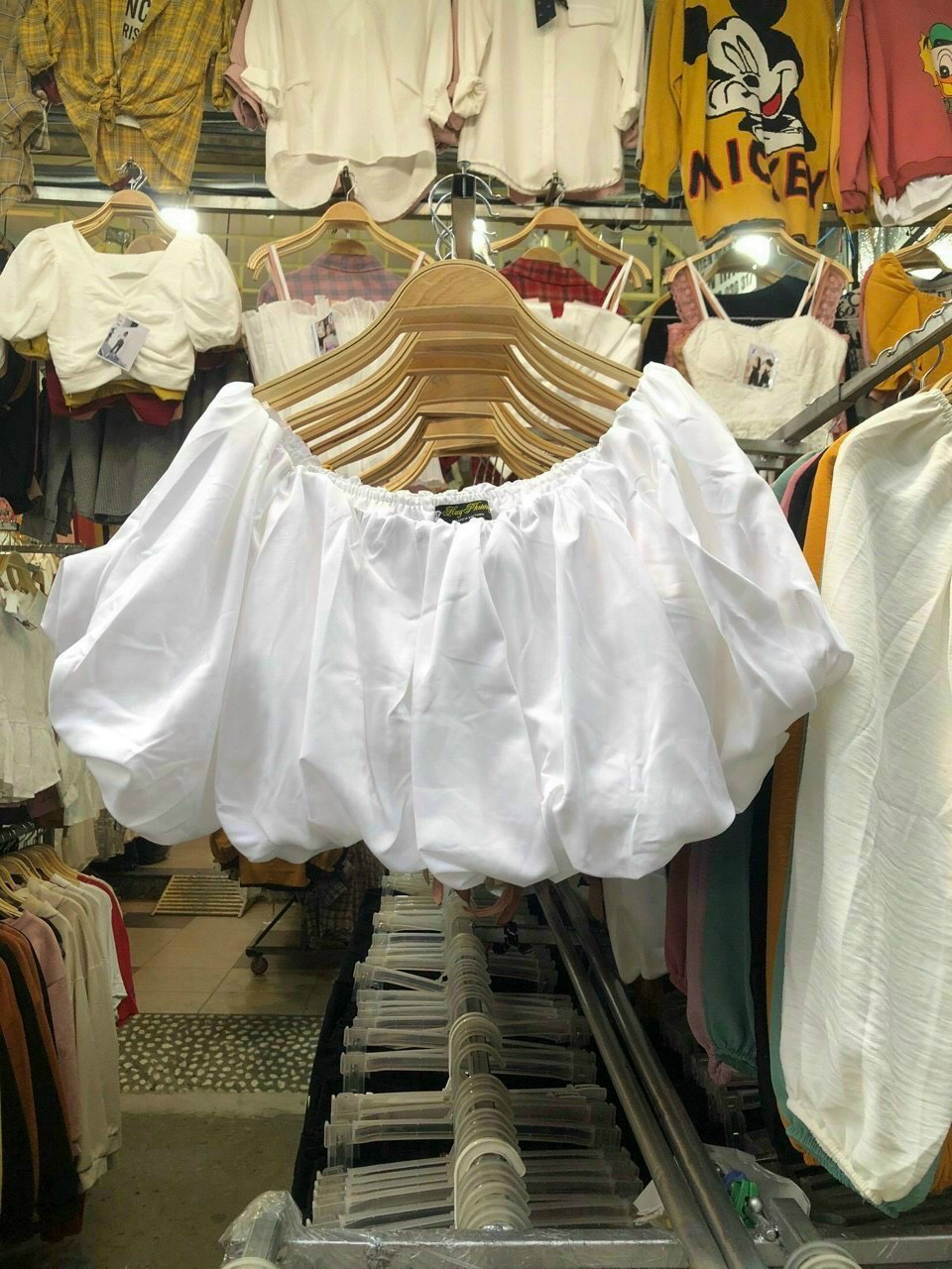 Áo croptop trễ vai 2 lớp - Áo kiểu nữ
