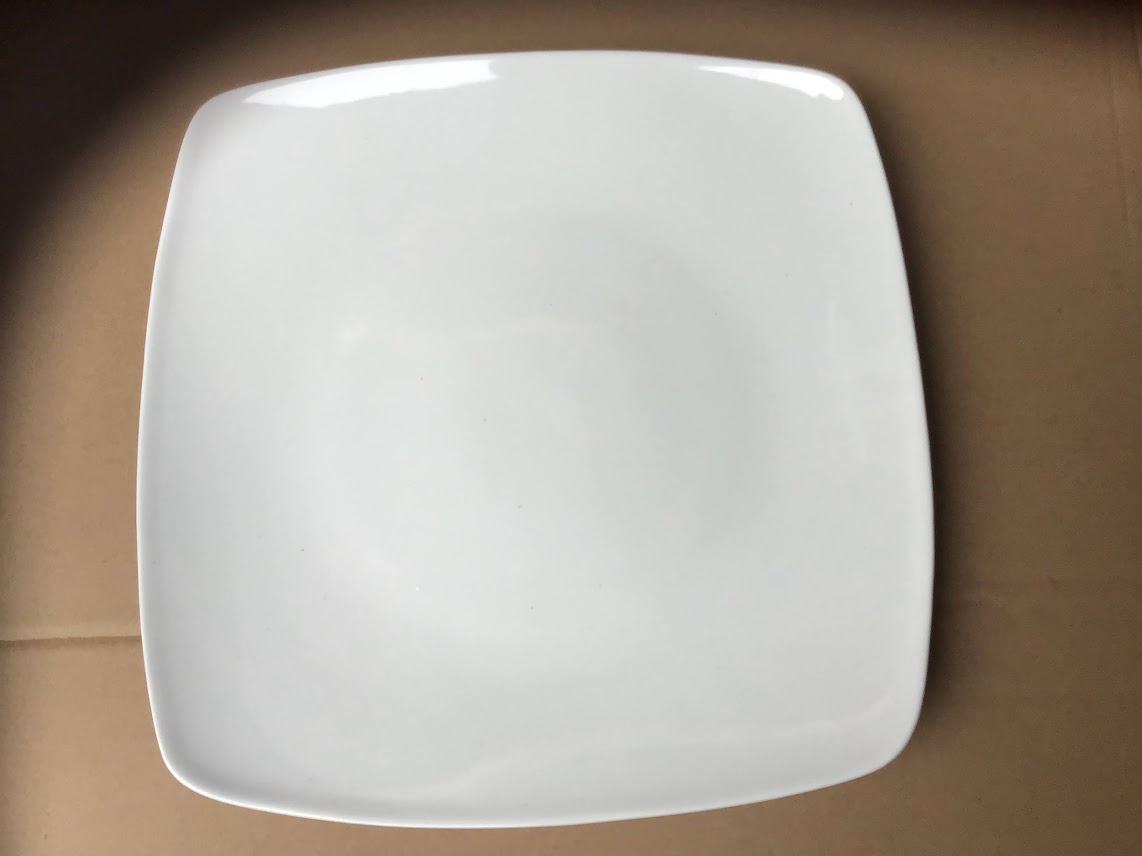 Dĩa sứ trắng cao cấp vuông 25cm
