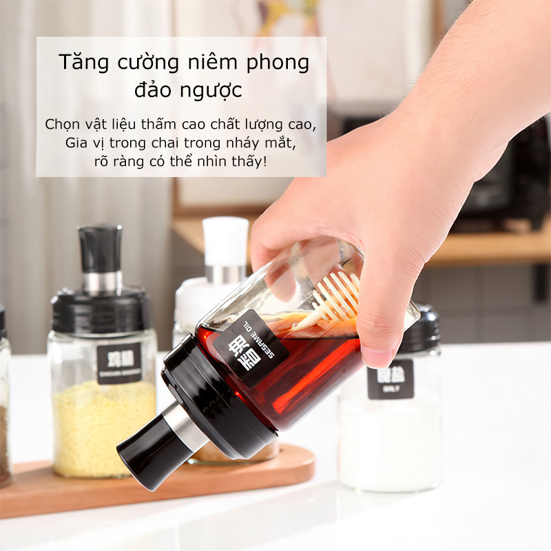 Spice jar, Spice jar with 250ml glass spoon, kitchen spice bottle
