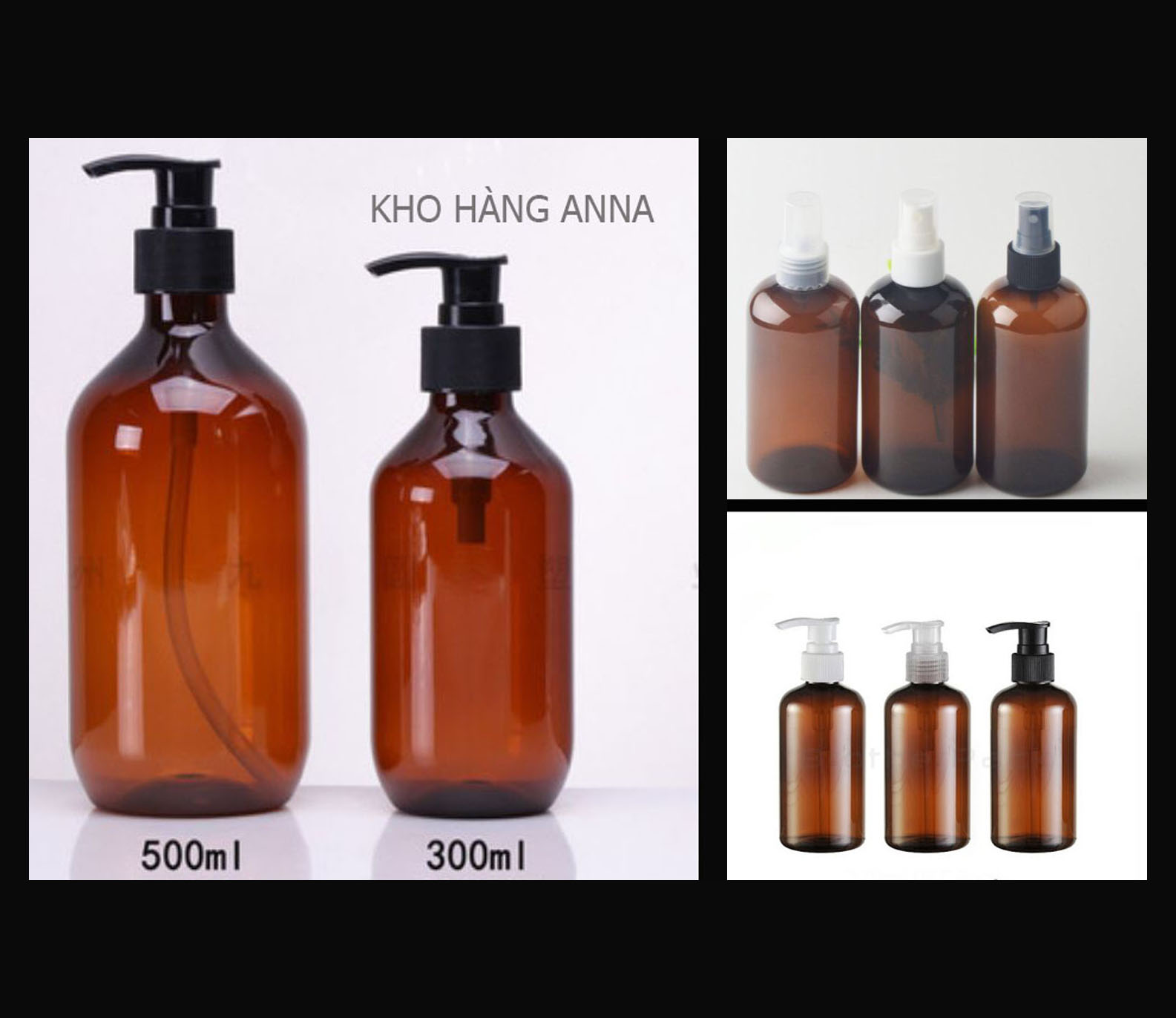 CHAI PET NÂU 300ML CHIẾT MỸ PHẨM - CHAI NHỰA 300ML MÀU NÂU XỊT  SƯƠNG / VÒI NHẤN - CHAI 300ML - NGUYÊN LIỆU MỸ PHẨM - LOẠI XUẤT KHẨU HÀNG LOẠI TỐT