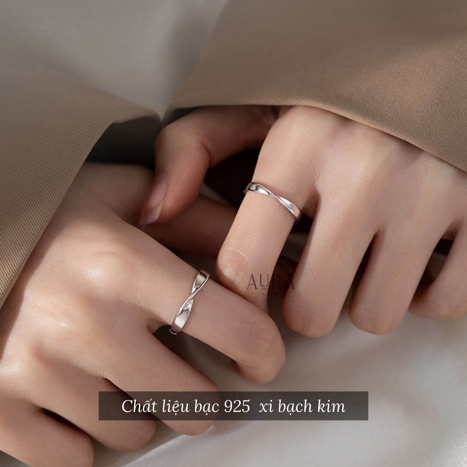Nhẫn cặp nam nữ nhẫn đôi freesize Twist Aura-ND06