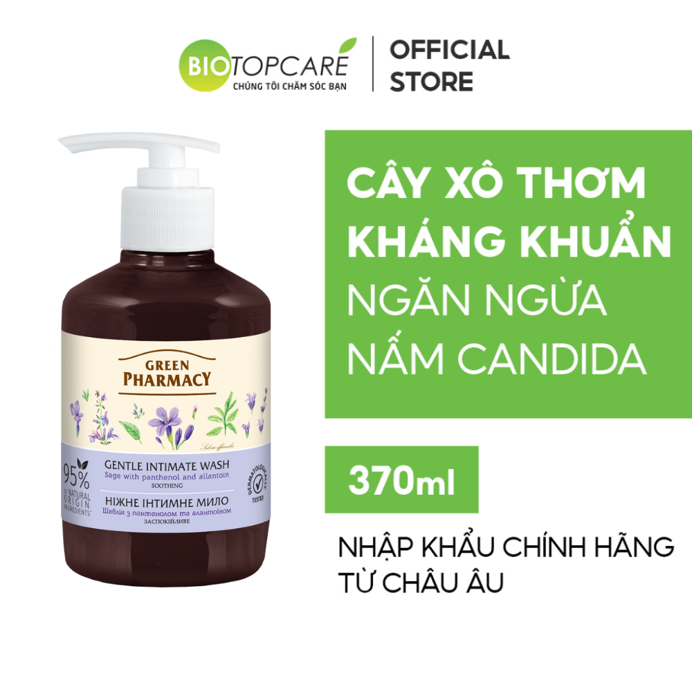 Dung dịch vệ sinh phụ nữ kháng viêm Zelenaya Apteka chiết xuất Cây Xô Thơm 370ml - BioTopcare Official