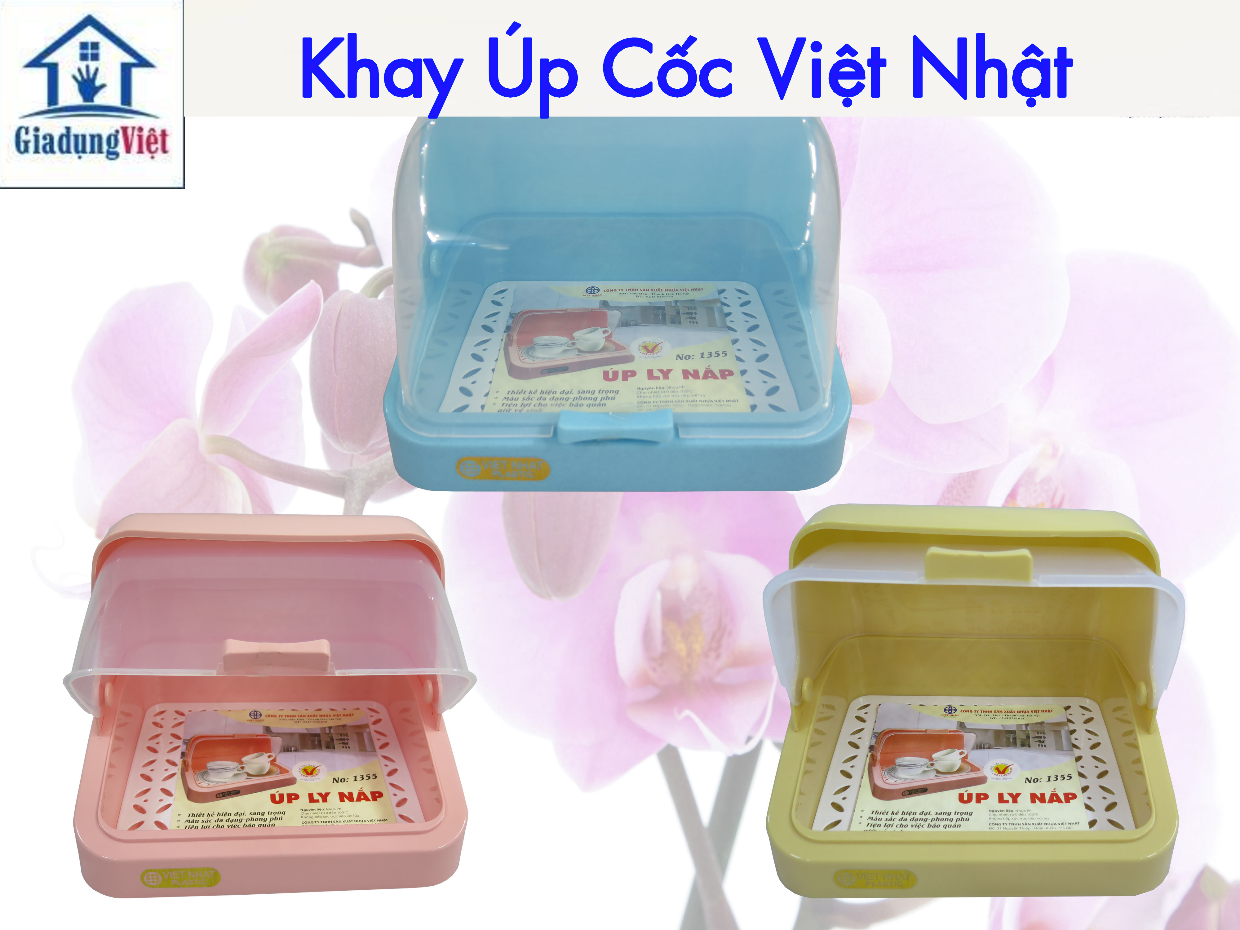 [Nhựa Việt Nhật] Khay úp cốc Việt Nhật có nắp đậy bảo vệ