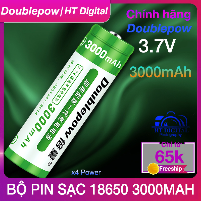 Pin sạc Doublepow 18650 3.7V 3000mah (Đầu Nhọn) Pin xe điện máy khoan nguồn dự phòng thiế bị y tế quạt cầm tay loa Bluetooth
