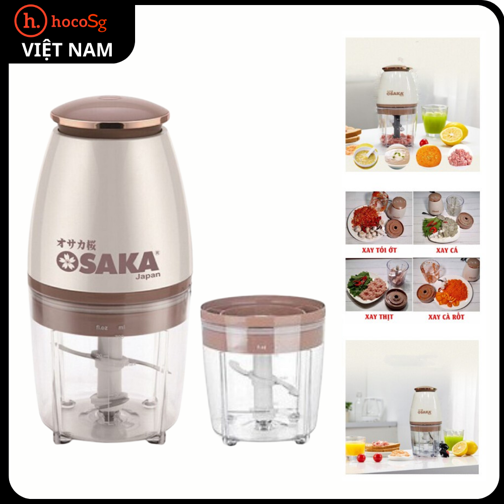 Máy xay tỏi ớt , máy xay thịt ,xay thực phẩm nhà bếp osaka nắp đồng 4 lưỡi công suất 350W dung tích 750ml