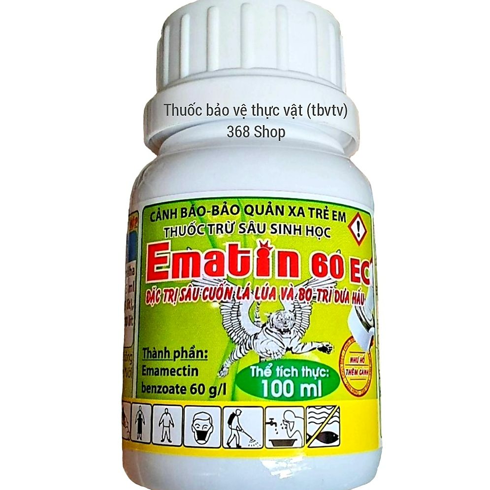 💎 Thuốc trừ sâu sinh học Ematin 60EC (100ml)💖 Đặc T rị: Sâu cuốn lá, Bọ trĩ.