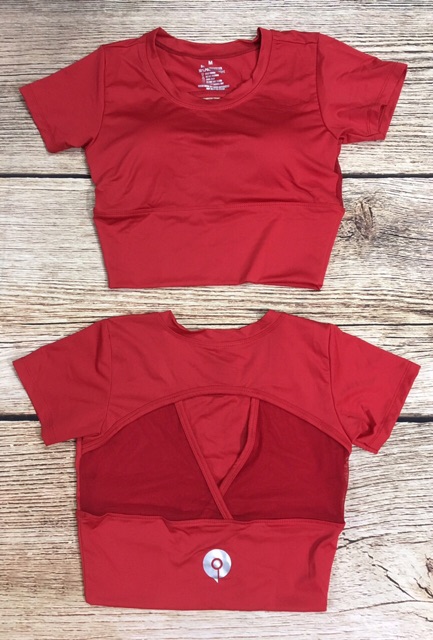 Áo croptop phối lưới lưng có mút sẵn