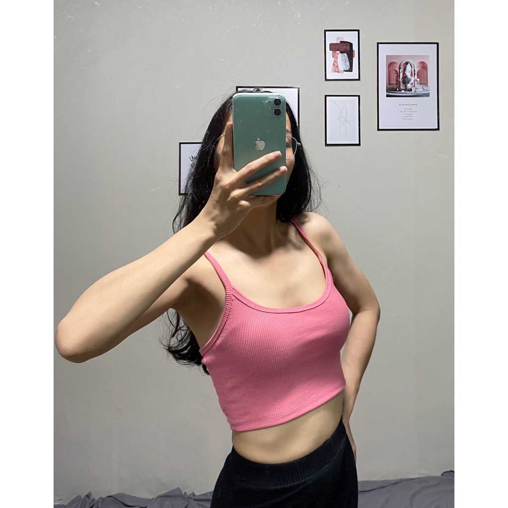 [Ảnh Thật -  Giá Tốt] Áo Croptop 2 Dây Sợi Bún