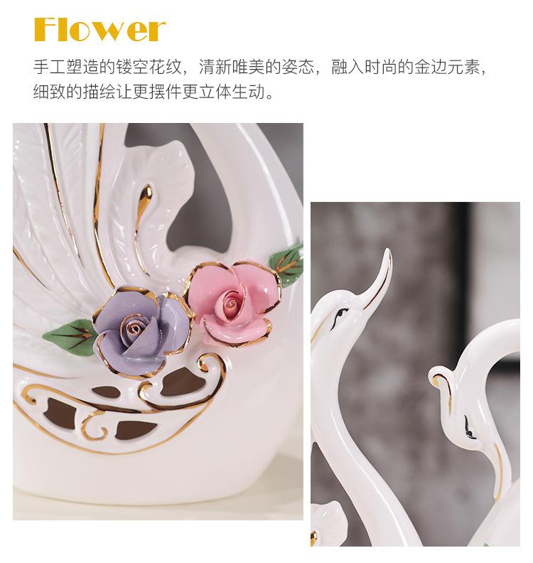 Tượng thiên nga đôi sứ 2 hoa