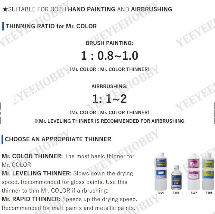 DUNG MÔI MR HOBBY LACQUER THINNER - MR COLOR THINNER / LEVELING THINNER / MR RAPID THINNER 400ML