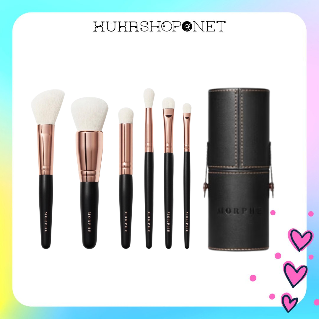 Bộ cọ 6 cây morphe rose away 6-piece travel brush lông cọ siêu mềm mượt