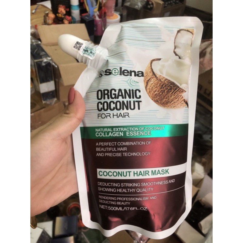 Kem ủ tóc Dừa Hấp Tóc cải thiện độ bóng mượt Tóc Selena organic mềm mượt 500ml