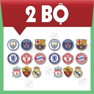 Combo 9 sticker logo CLB BÓNG ĐÁ nổi tiếng Manchester United Real Madrid Barcelona Chelsea Arsenal Liverpool FC