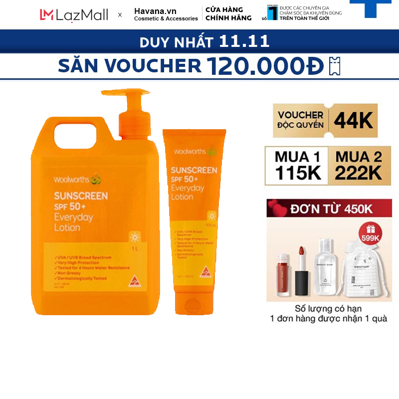 Kem chống nắng Woolworths Everyday Sunscreen SPF 50+