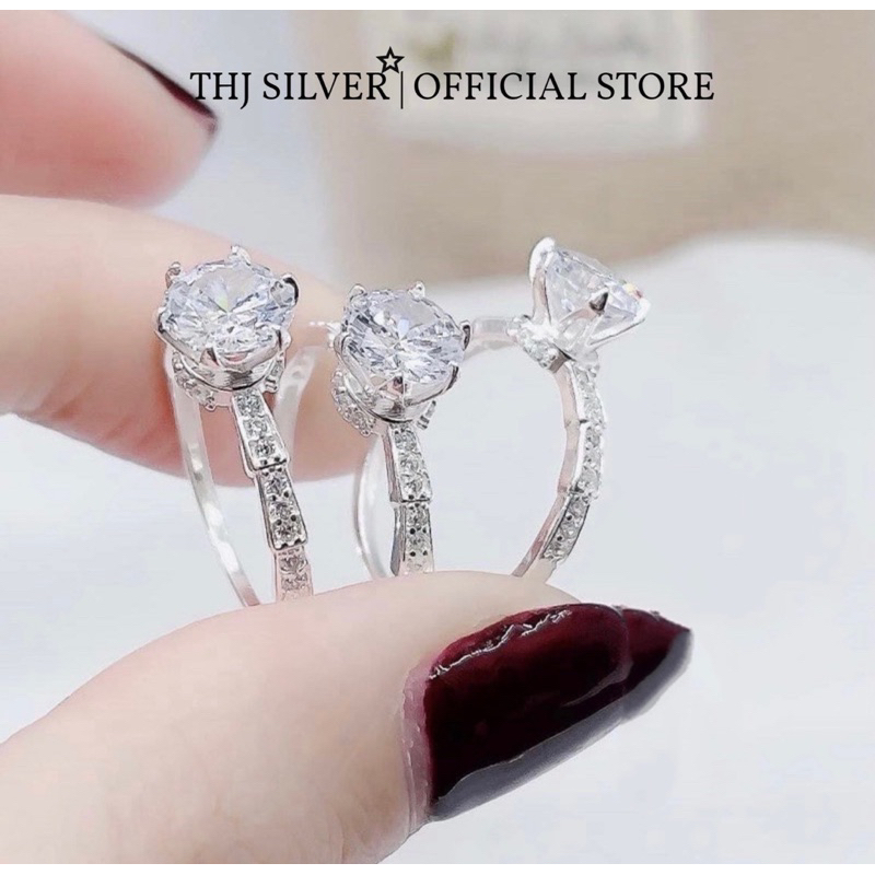 Nhẫn nữ THJ Đốt trúc đính đá sáng đẹp chuẩn bạc ta - THJ SILVER
