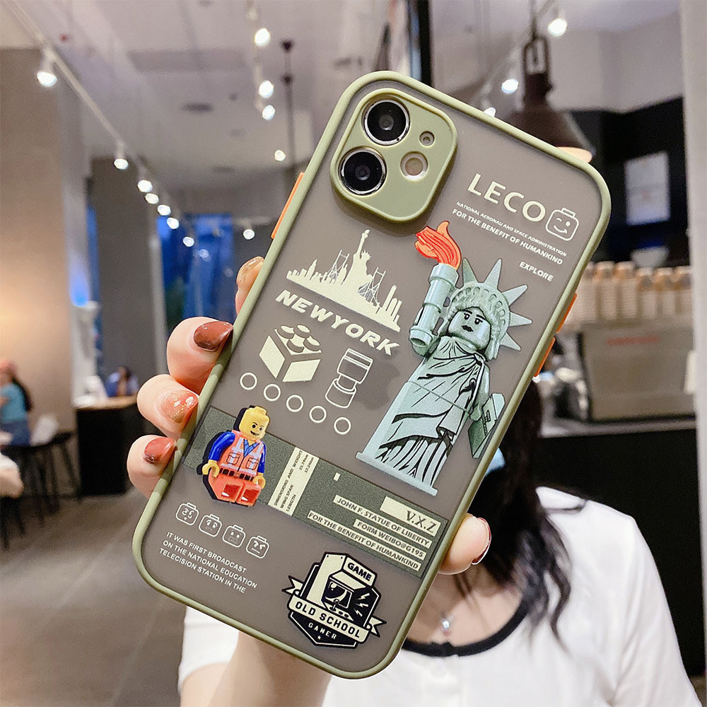 Ốp Lưng Nhám Chống Sock Va Đập Bảo Vệ Camera Toy Lego