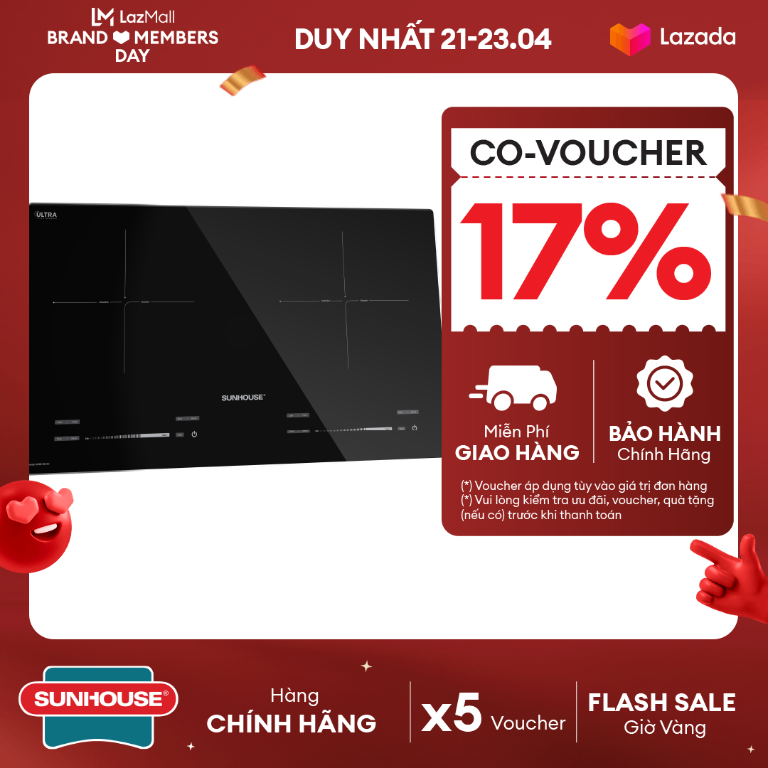 Bếp Đôi Điện Từ SUNHOUSE SHB81032-EC mặt kính cao cấp, chịu lực, chịu nhiệt tốt - Làm nóng nhanh Tiết kiệm điện - Bảo hành 36 tháng - Hàng Chính Hãng