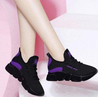 [HCM]Giày Nữ Đẹp Thể Thao Sneaker Thời Trang FASHION SPORT Chữ Thêu nổi - ACG 8-1 (Đen phối Đỏ-Đen phối tím-Đen) thumbnail