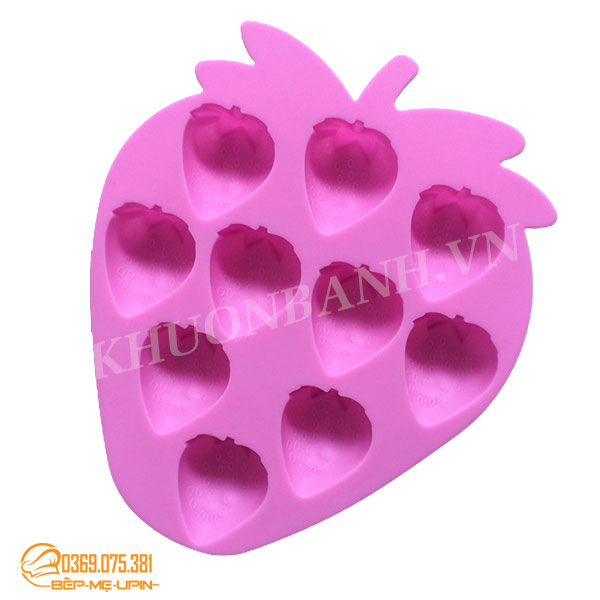 Khuôn silicon vỉ 10 quả dâu tây