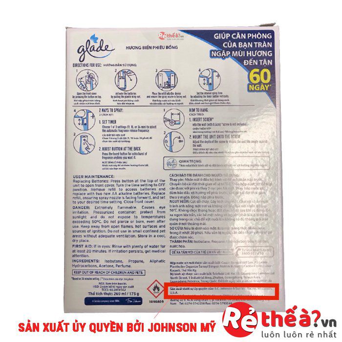 Máy xịt thơm phòng tự động Glade