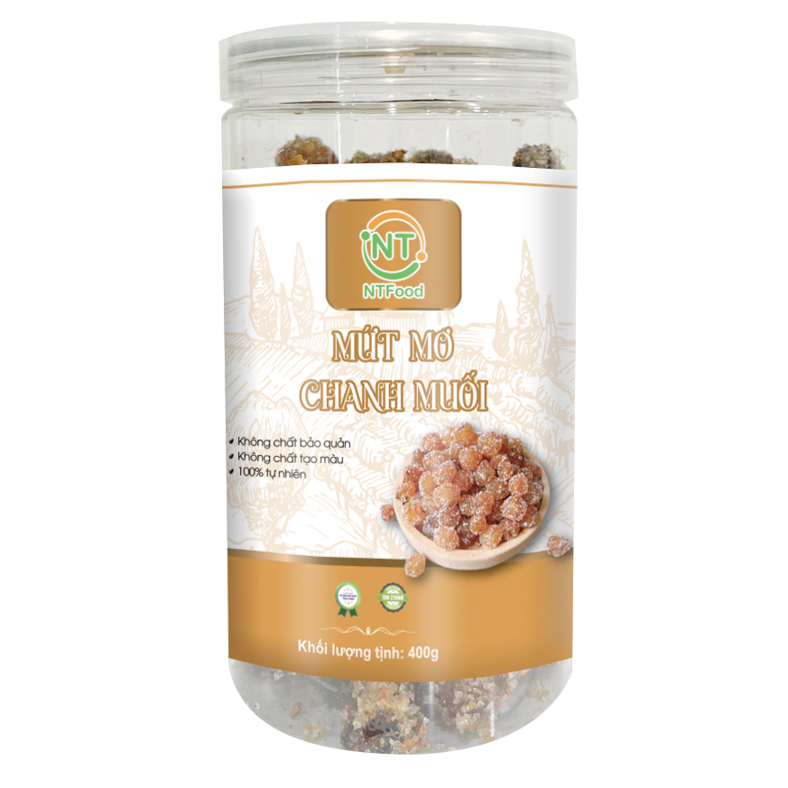 Mứt mơ chanh muối ntfood hũ 450gr - nhất tín food