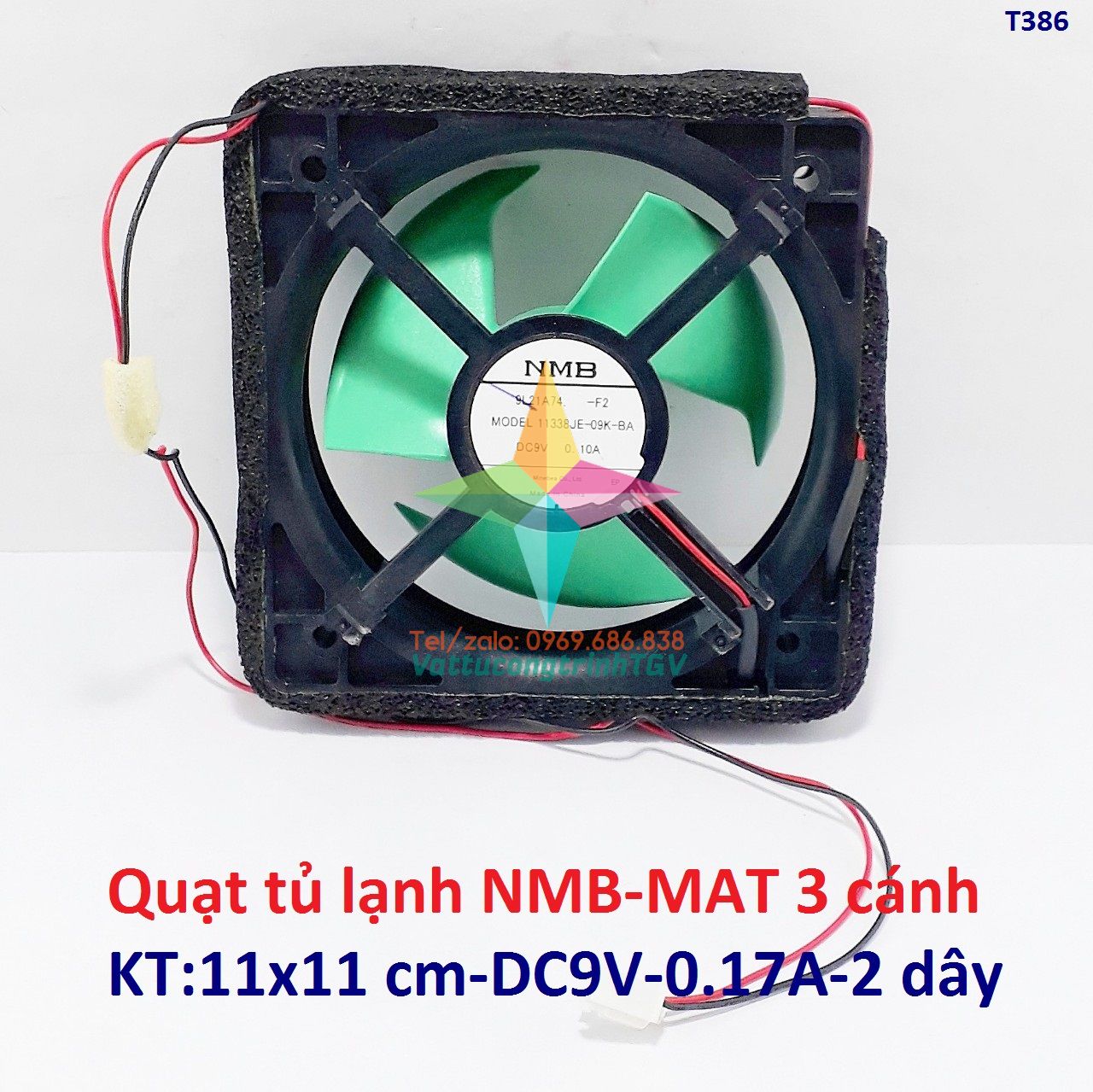 Quạt tủ lạnh SHARP - PANASONIC KT:11cm x11cm - DC9V - 0.10A - 3 cánh - 2 dây