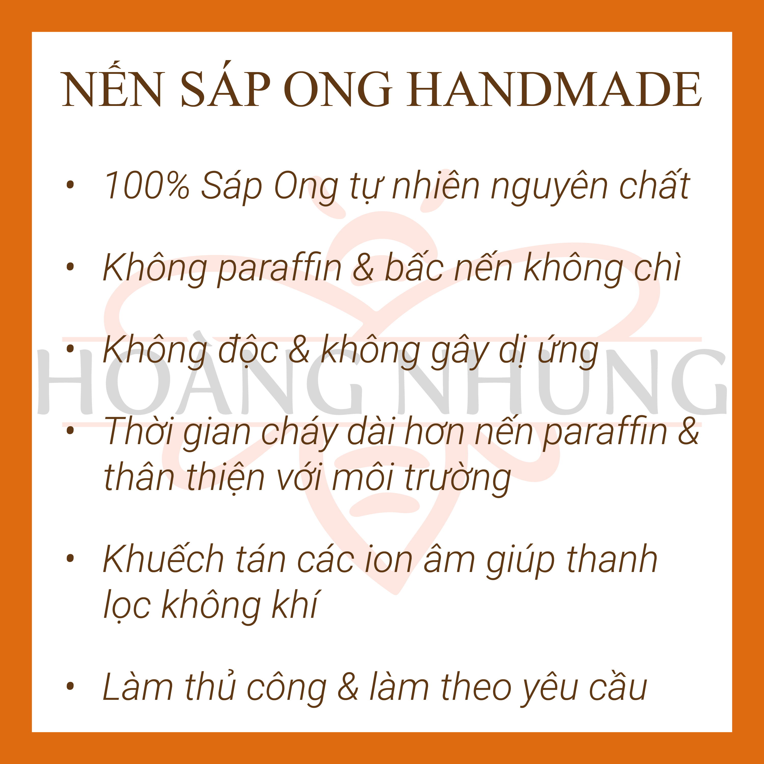 NẾN SÁP ONG NGUYÊN CHẤT HANDMADE (18 - 20h)